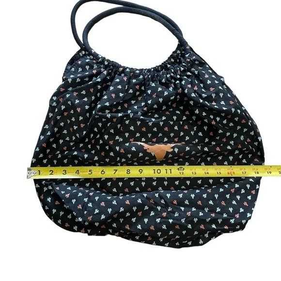 University of Texas UT Women's Black and Orange Cloth Hobo Tote Bag - Picture 5 of 7